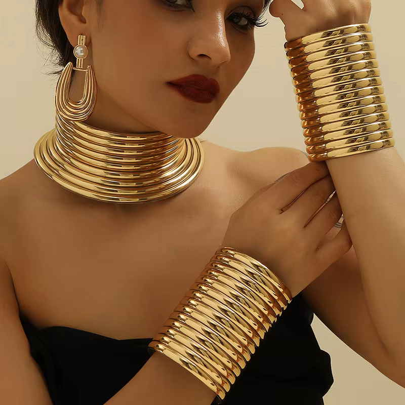 Ensemble de bijoux africains en cuir vintage pour femmes