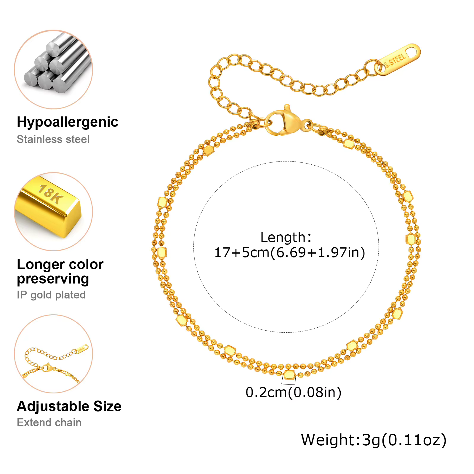 Bracelet élégant en zircone cubique pour femmes