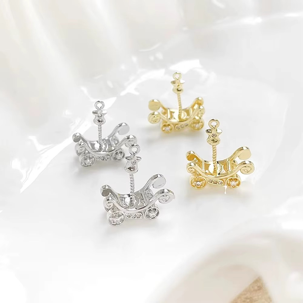 Pendentif de chariot incrusté de Zircon doré véritable plaqué en laiton