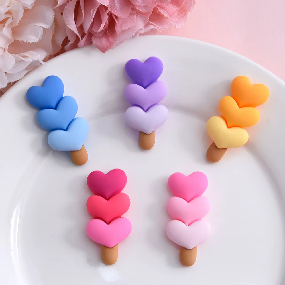 10 pièces coeur sucette série résine dos plat Cabochons pour épingle à cheveux Scrapbooking bijoux à bricoler soi-même artisanat décoration accessoires