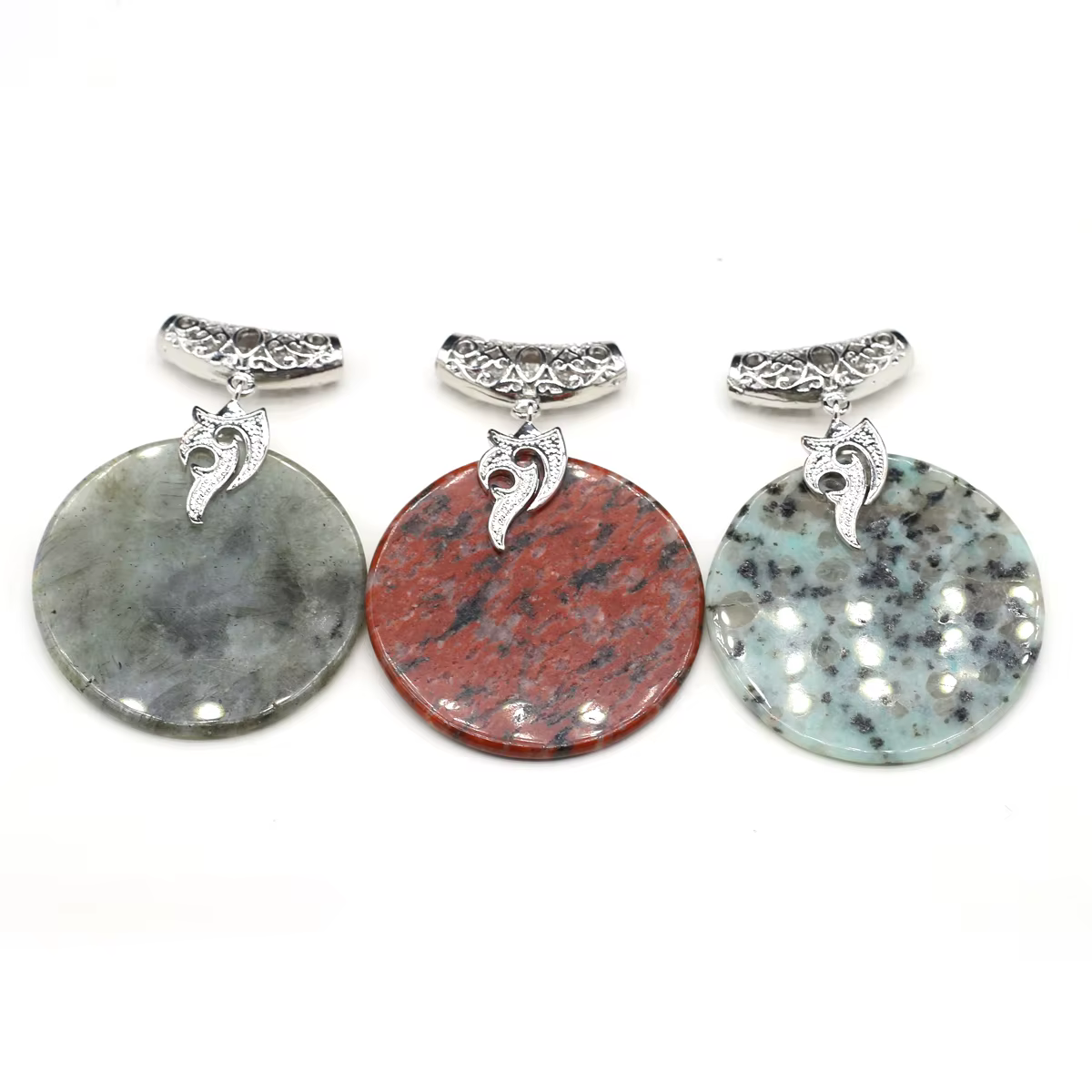 Pendentif Rond en Pierre Naturelle Exquise pour Collier