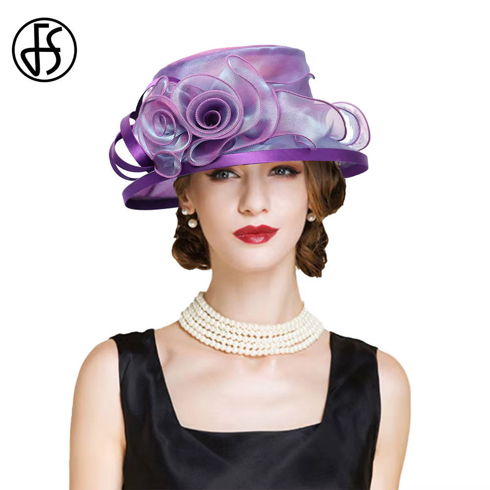 FS 2025 été plat haut pare-soleil chapeaux pour femmes fleur élégant mariage mariée fête chapellerie Protection UV Derby casquette femme