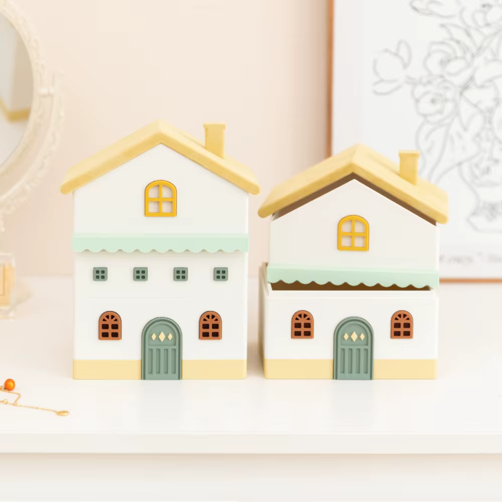 Multi-Layer Jewelry Storage Box Small House Organizer for Rings Earrings Bracelets
