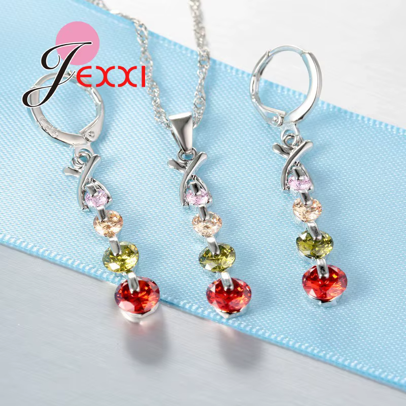 Ensemble de bijoux de mariée en argent Sterling 925