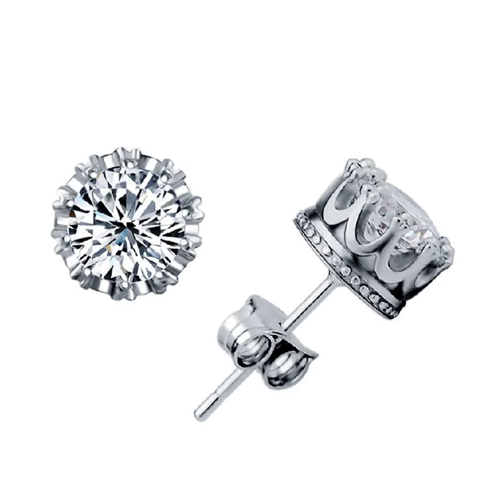 Boucles d'oreilles en argent sterling 925 véritable avec zircon