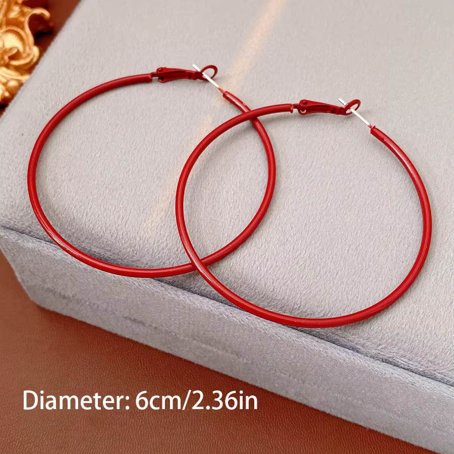BLIJERY NOUVEAU Grandes boucles d'oreilles créoles rouges élégantes pour femmes et filles