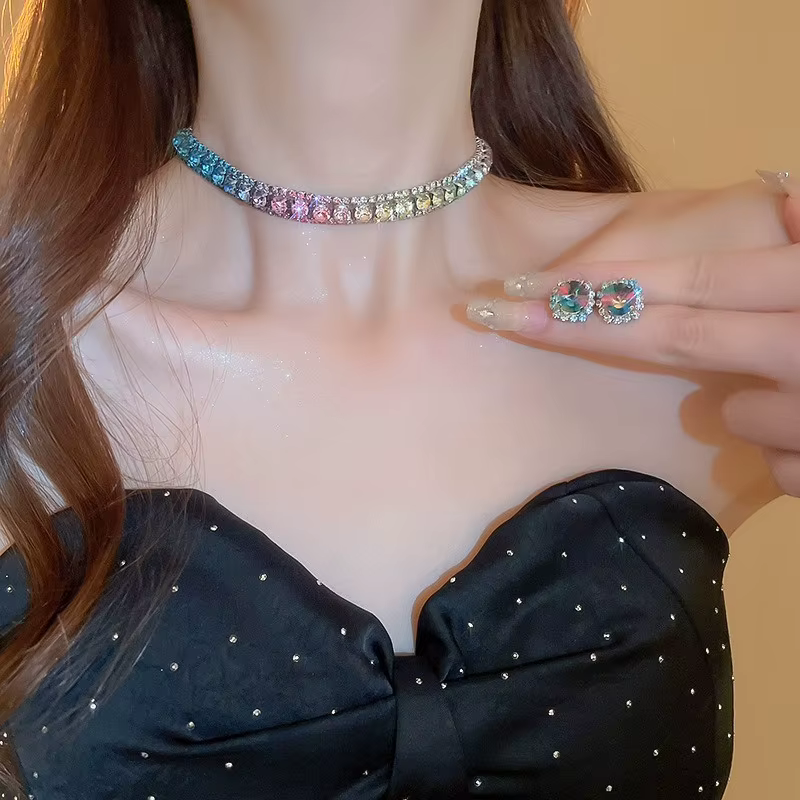 LENNIK – collier et boucles d'oreilles en diamant de couleur pour femmes