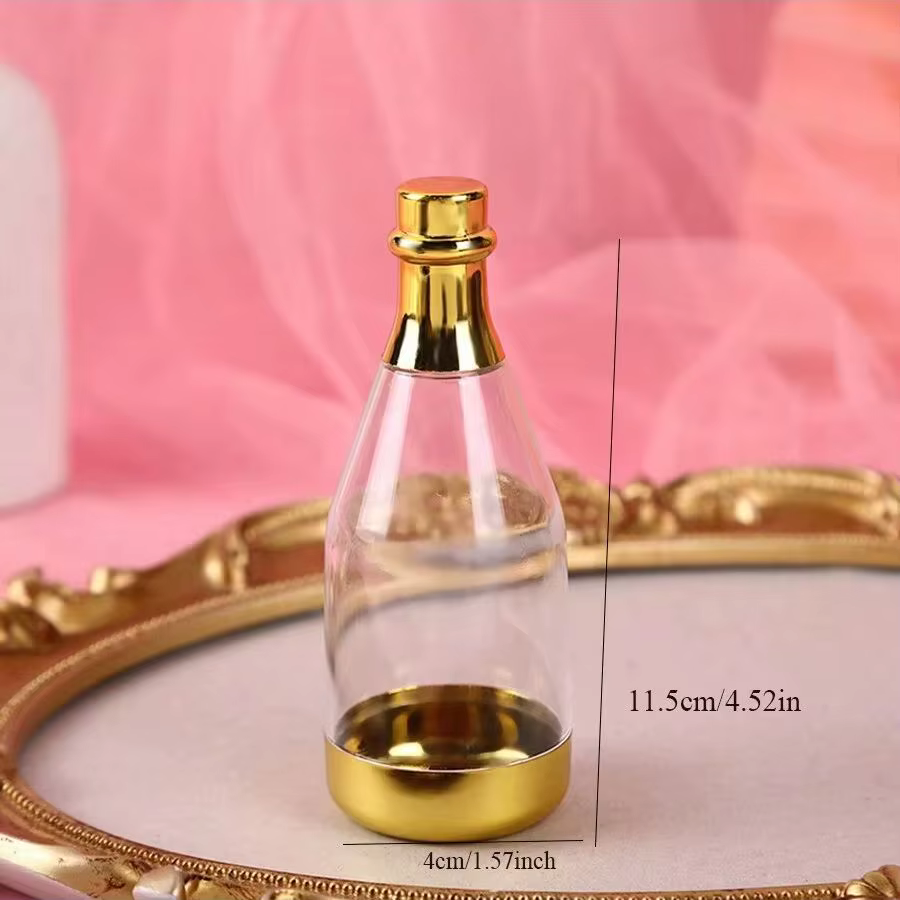 6 boîtes à bonbons miniatures en forme de bouteille de champagne dorée
