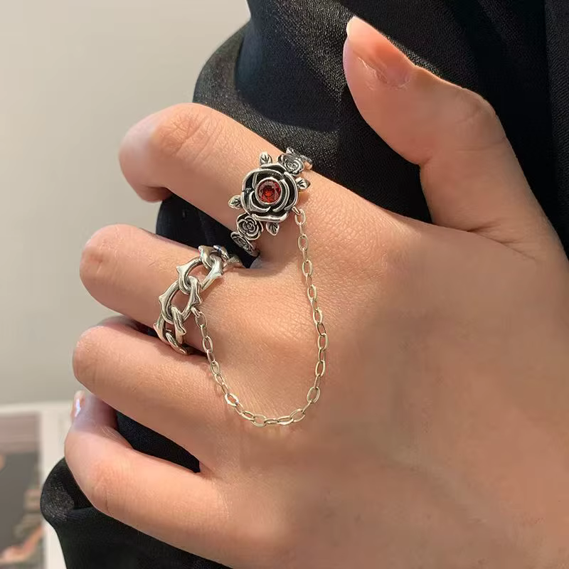 Bague rétro en forme d'épine de Rose pour femmes et filles