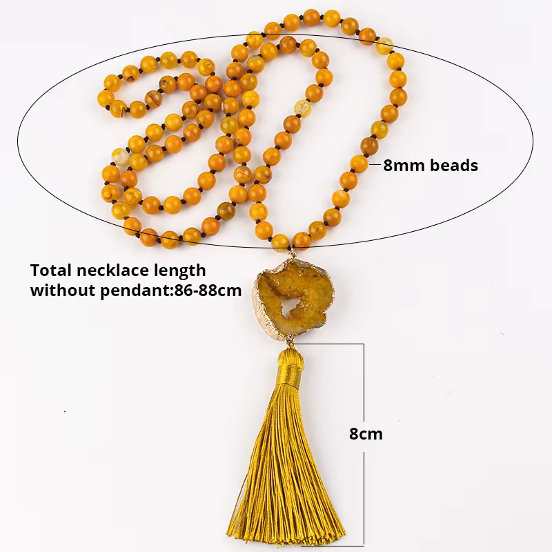 Mode bohème bijoux pierres semi-précieuses nouées Druzy pierre liens gland colliers pour femmes Boho collier
