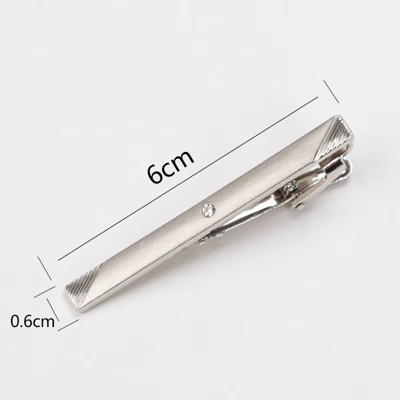Pince à cravate en métal couleur argent pour hommes, pour cadeaux de mariage, fermoir à cravate, barre de cravate en cristal, épingle à cravate pour accessoires pour hommes