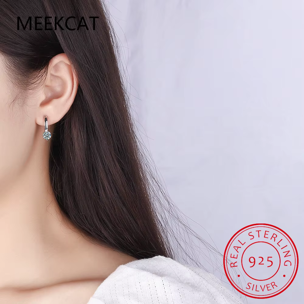 Boucles d'oreilles Solitaire 1ct D Moissanite pour femmes
