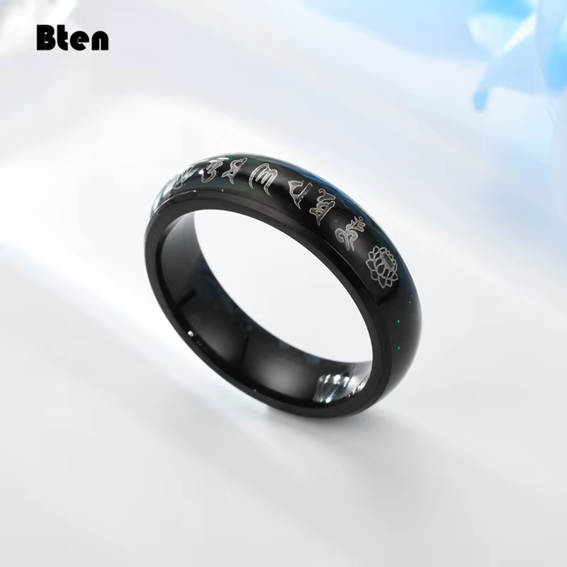 Bten – bague Mantra bouddhiste tibétain dieu de la richesse pour hommes et garçons