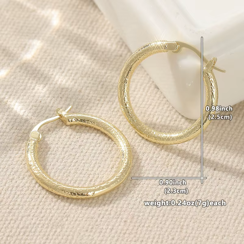 Boucles d'oreilles rondes rétro classiques dorées
