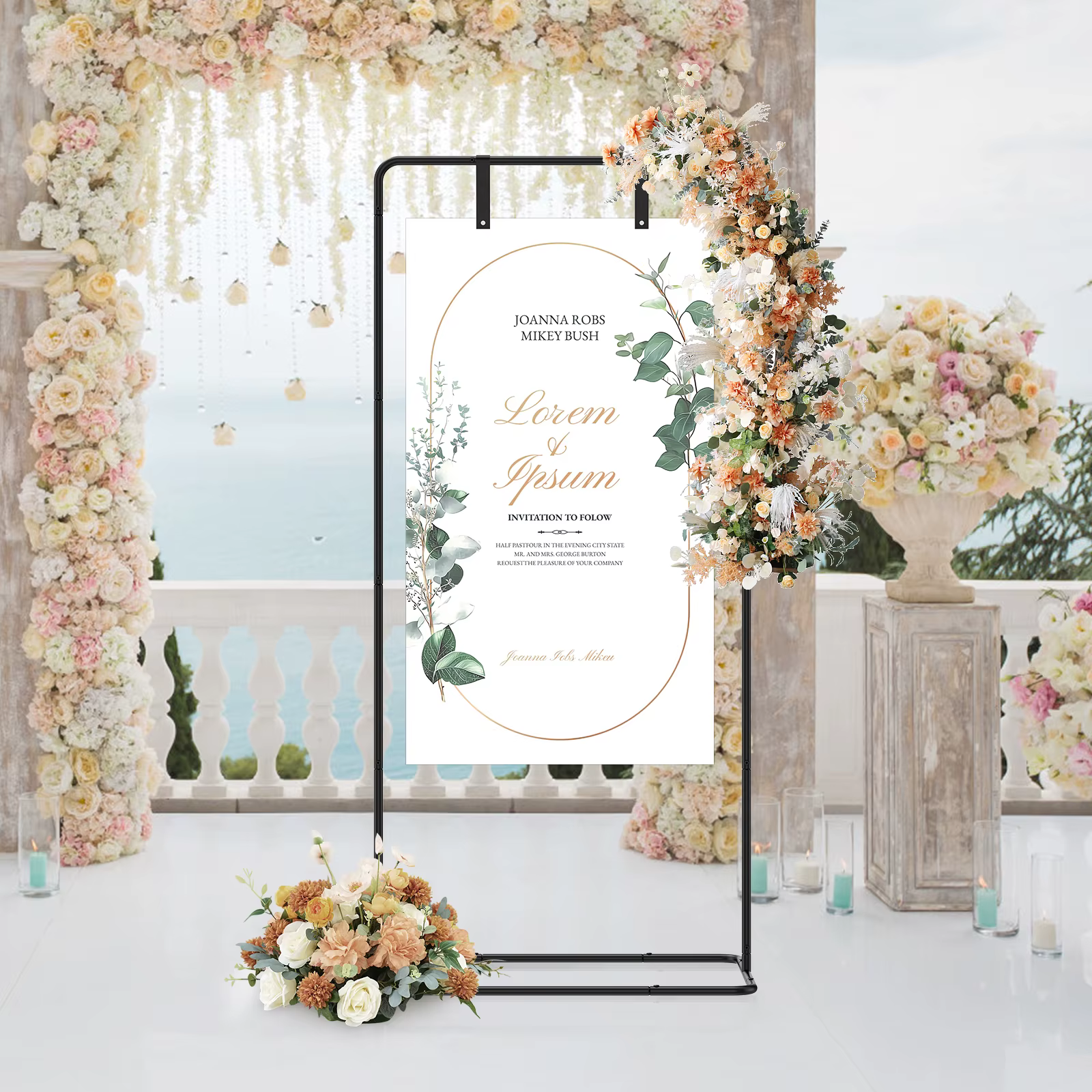 Support de panneau de bienvenue pour arche de mariage