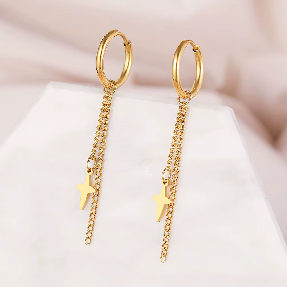 Aomogo boucles d'oreilles en acier inoxydable minimaliste géométrique Hexagonal Design 3D Style gothique mode
