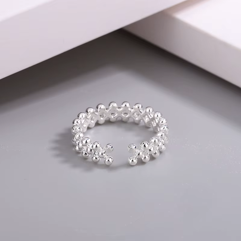 Boule bicouche en argent sterling 925 ​ Anneaux ouverts pour femmes