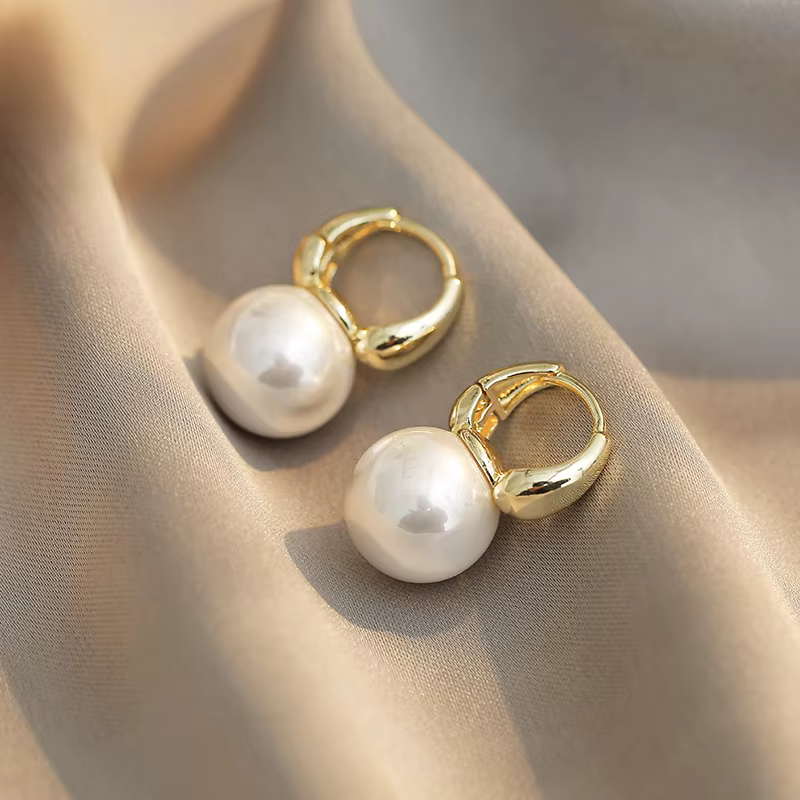 Boucles d'oreilles pendantes en perles de Champagne