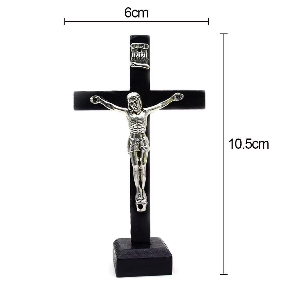 Avec support Crucifix en bois breloque religieuse prière catholique jésus croix