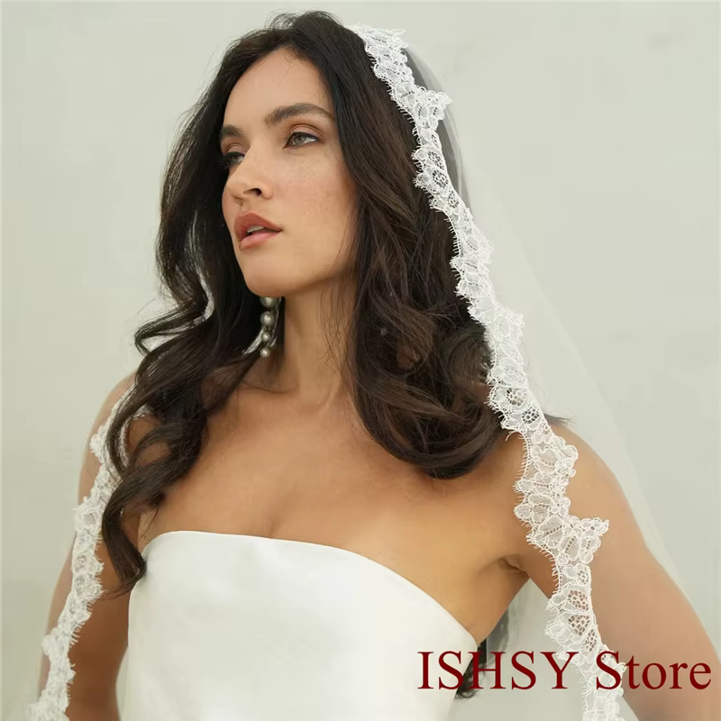 Voile de mariée en dentelle avec os