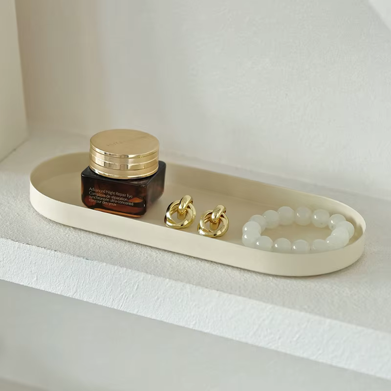 Plateau de rangement ovale de bureau pour bijoux (bagues