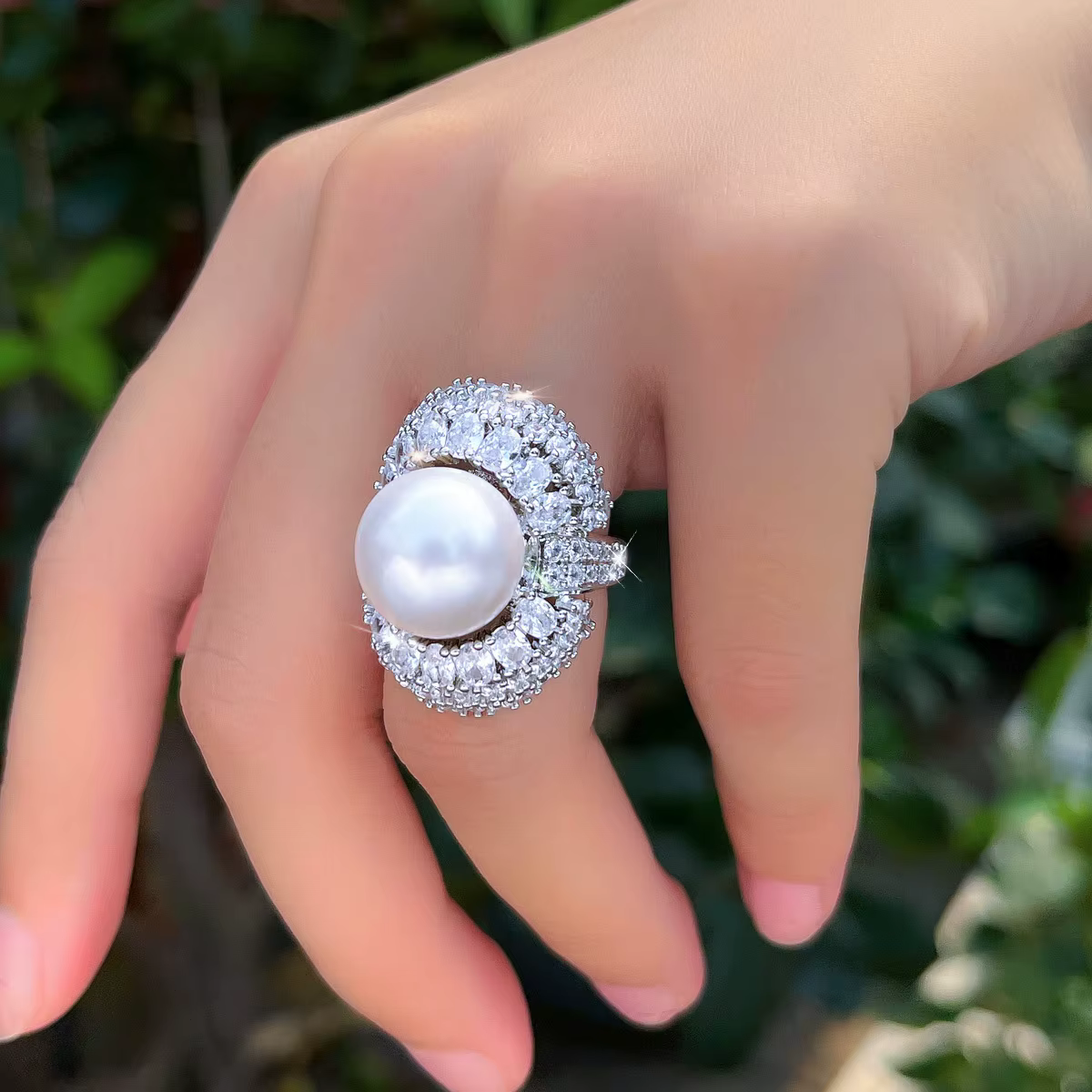 Pera – magnifiques bagues ouvertes réglables en zircone brillante avec imitation de perles