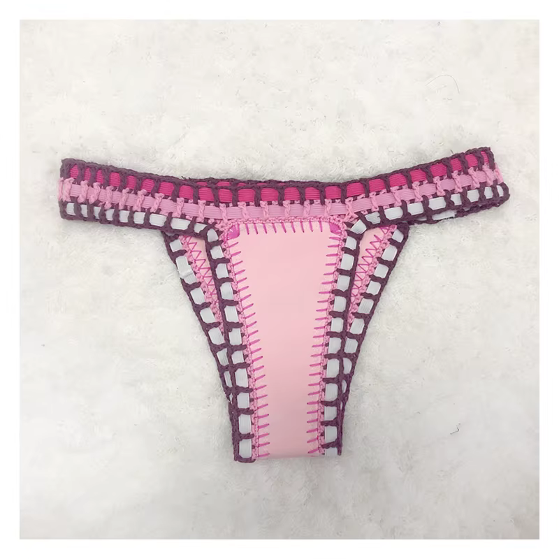 Rose fait à la main Crochet Bikinis ensemble maillots de bain Boho maillot