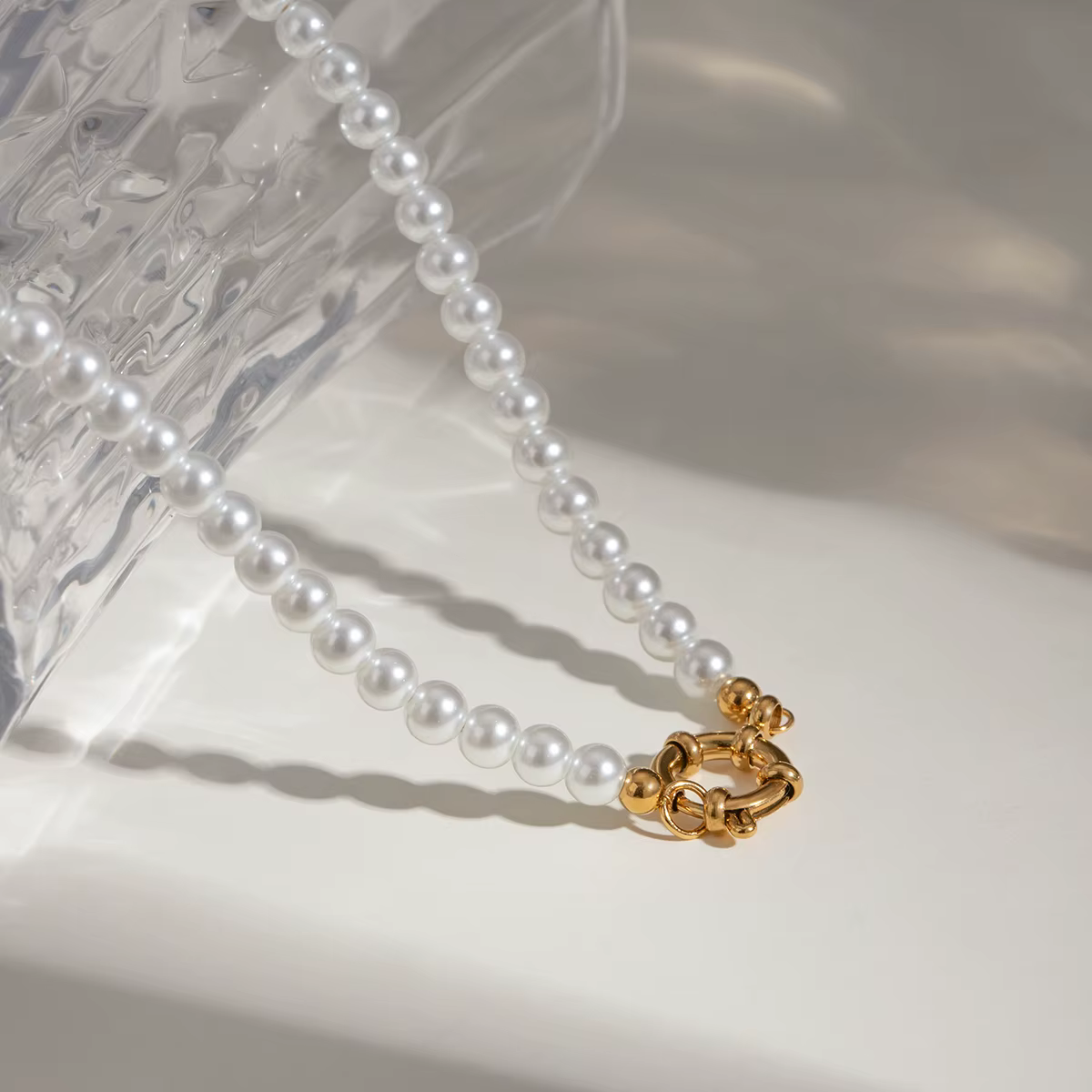 Collier de perles de verre rondes pour femme