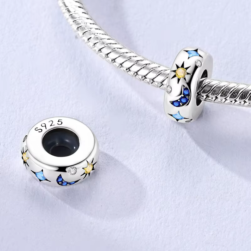 Breloque Ciel Étoilé Vincent van Gogh en Argent Sterling 925 avec Zircon Cubique