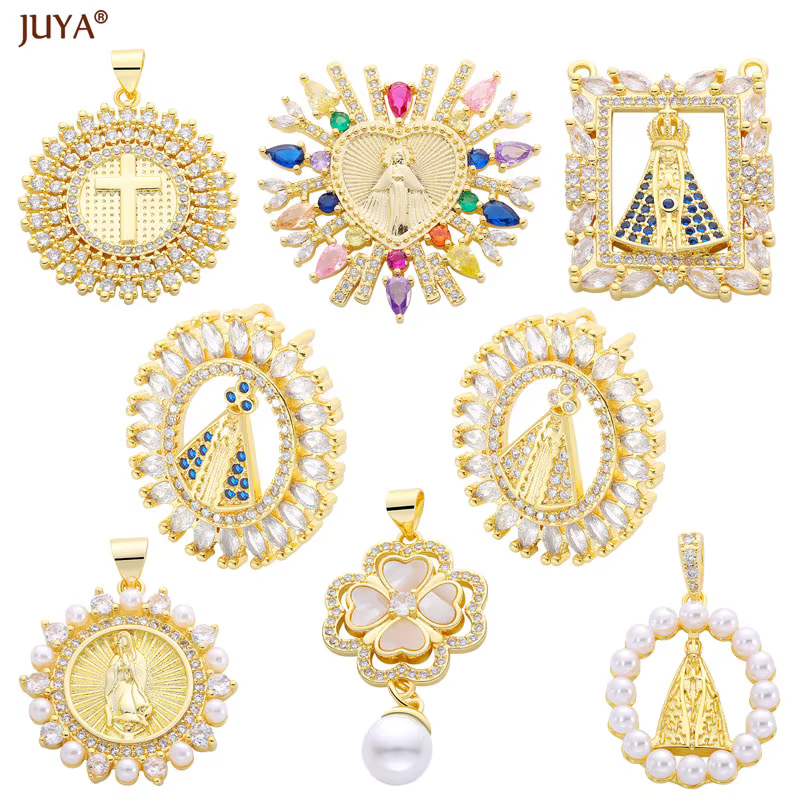 JUYA Pearl Mary Amulet Charms avec cristal pour femme
