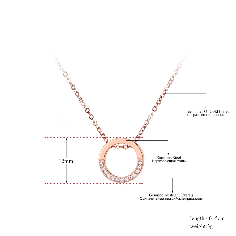 Collier ras du cou avec pendentif circulaire en strass AAA
