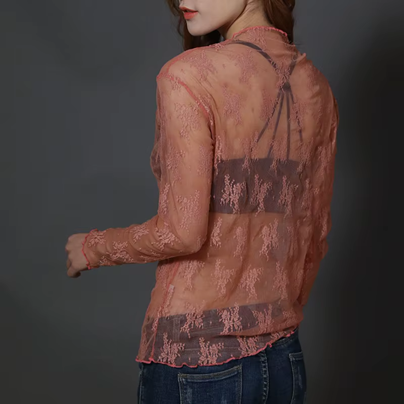 Chemisier en résille transparent pour femme