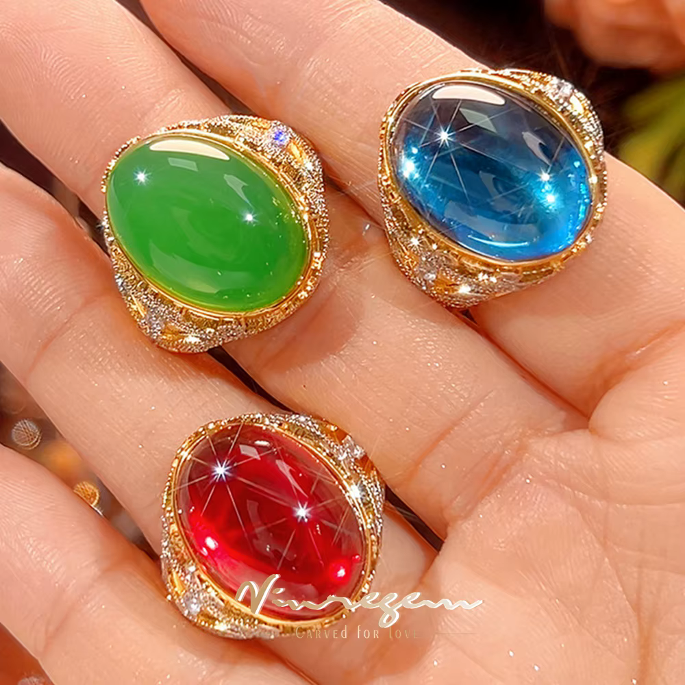 Vinregem – bagues ovales réglables de style vintage