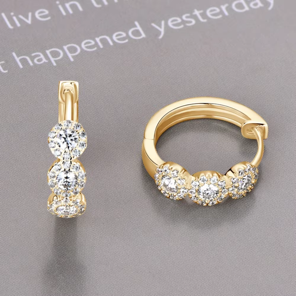 M-JAJA Halo Moissanite boucles d'oreilles pour femmes 925 en argent Sterling diamant