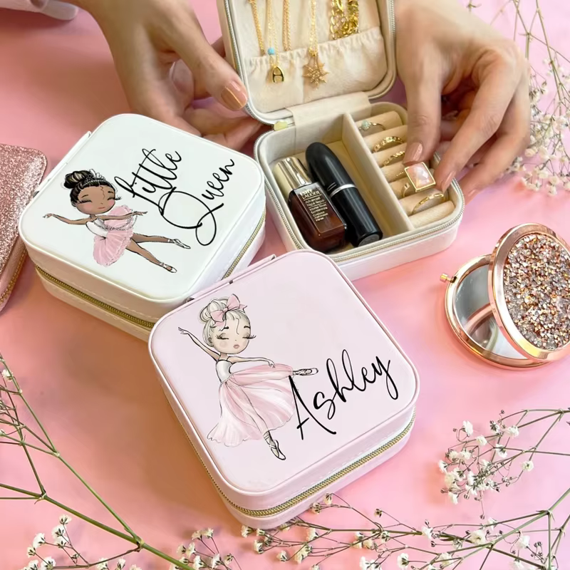 Boîte à bijoux princesse ballerine avec nom personnalisé