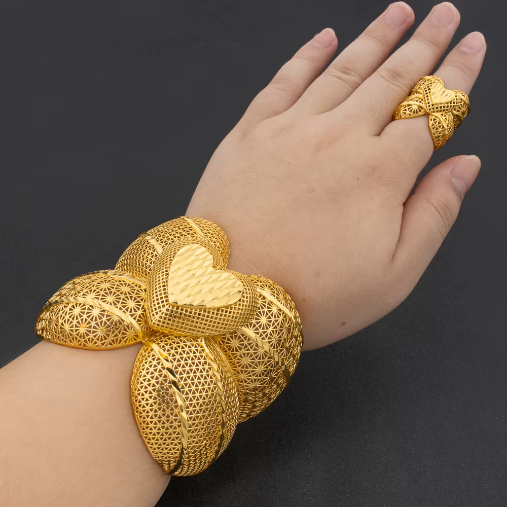 Ensemble de bijoux de luxe arabe plaqué or pour femmes