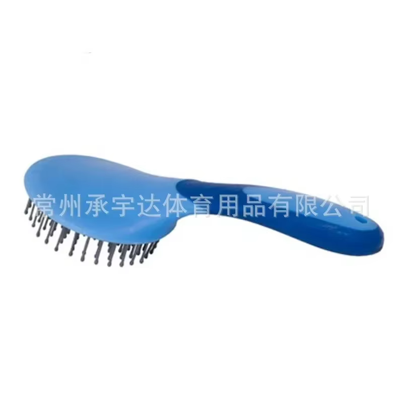 Brosse à crinière et queue de cheval ronde avec poignée en caoutchouc souple et picots