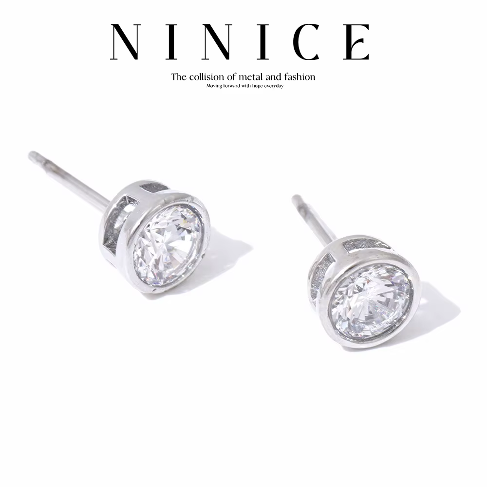 Boucles d'oreilles en acier inoxydable et zircone cubique