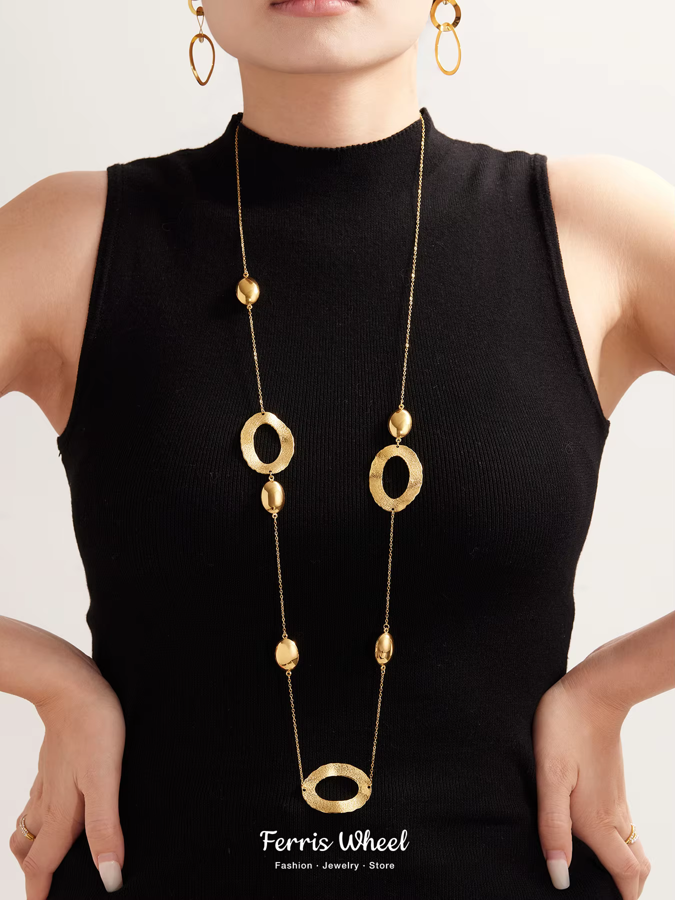 Collier Long en acier inoxydable plaqué or 316 pour femmes