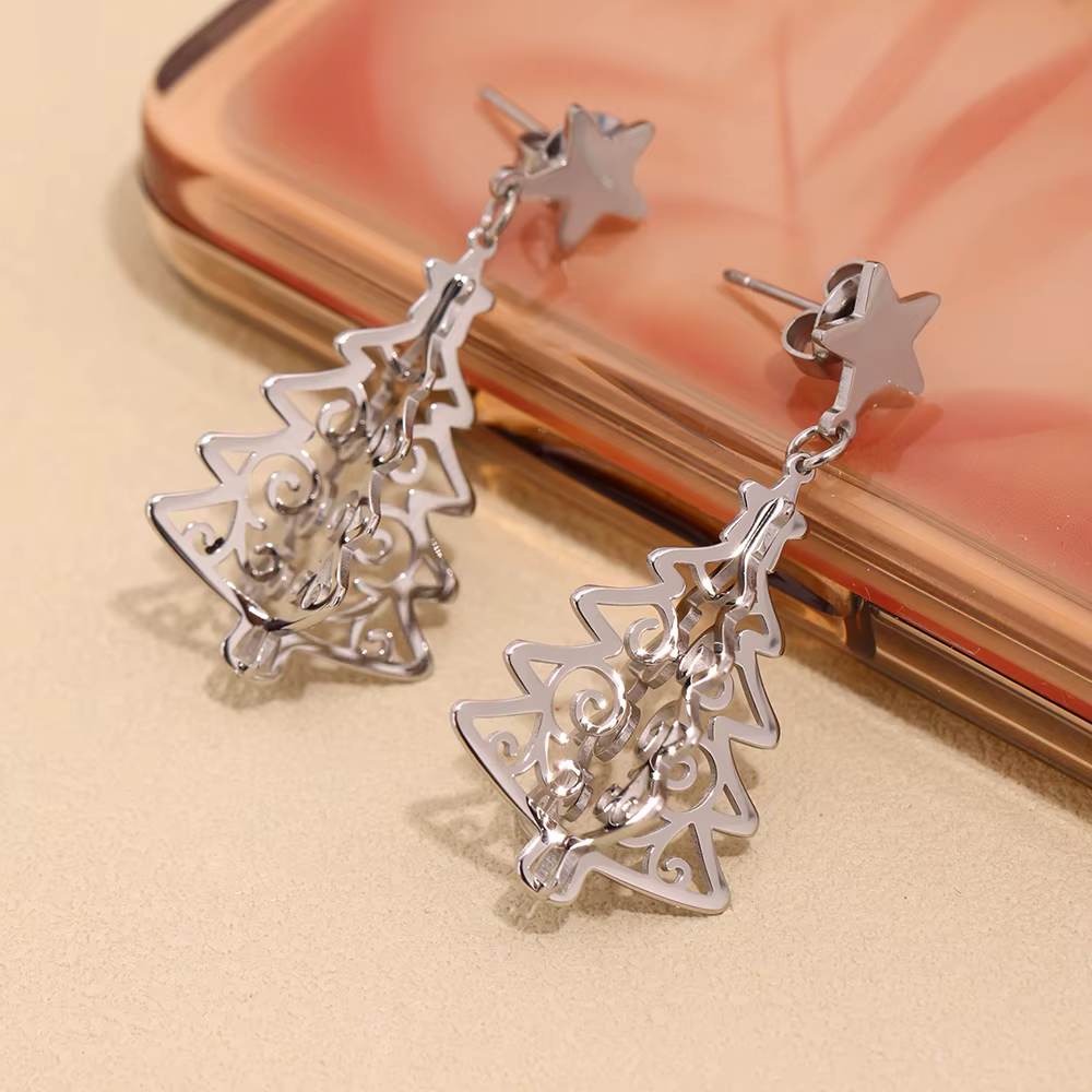 Boucles d'oreilles pendantes en forme d'arbre pour femmes