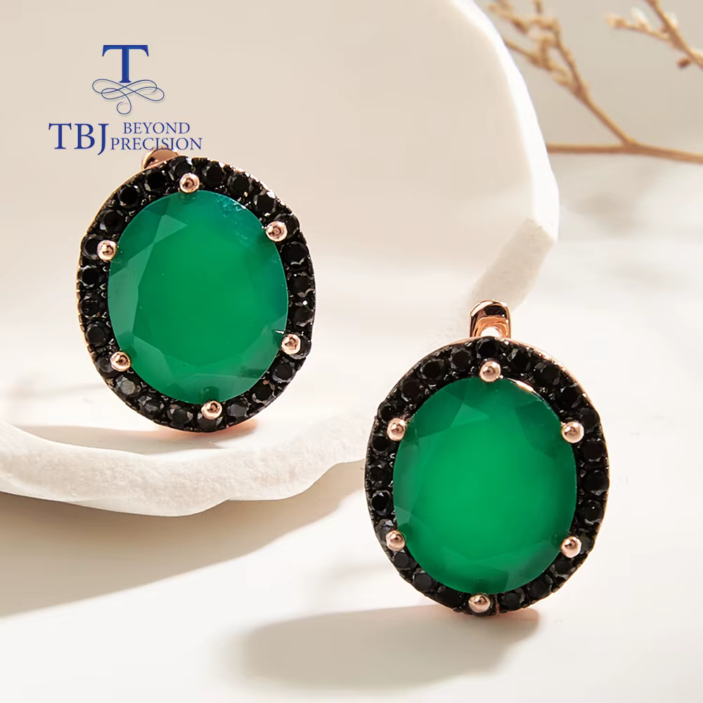 Boucles d'oreilles en agate verte naturelle pour femmes