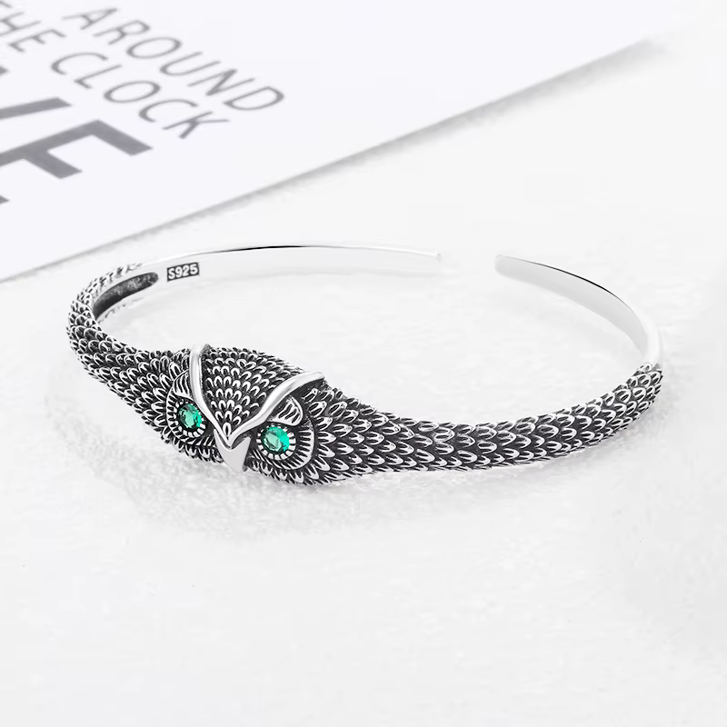 Bracelet d'ouverture rebrodé en argent regardé 925 pour femme