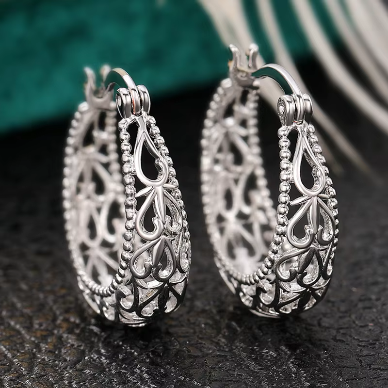 Huretailers-Boucles d'oreilles créoles élégantes pour femmes