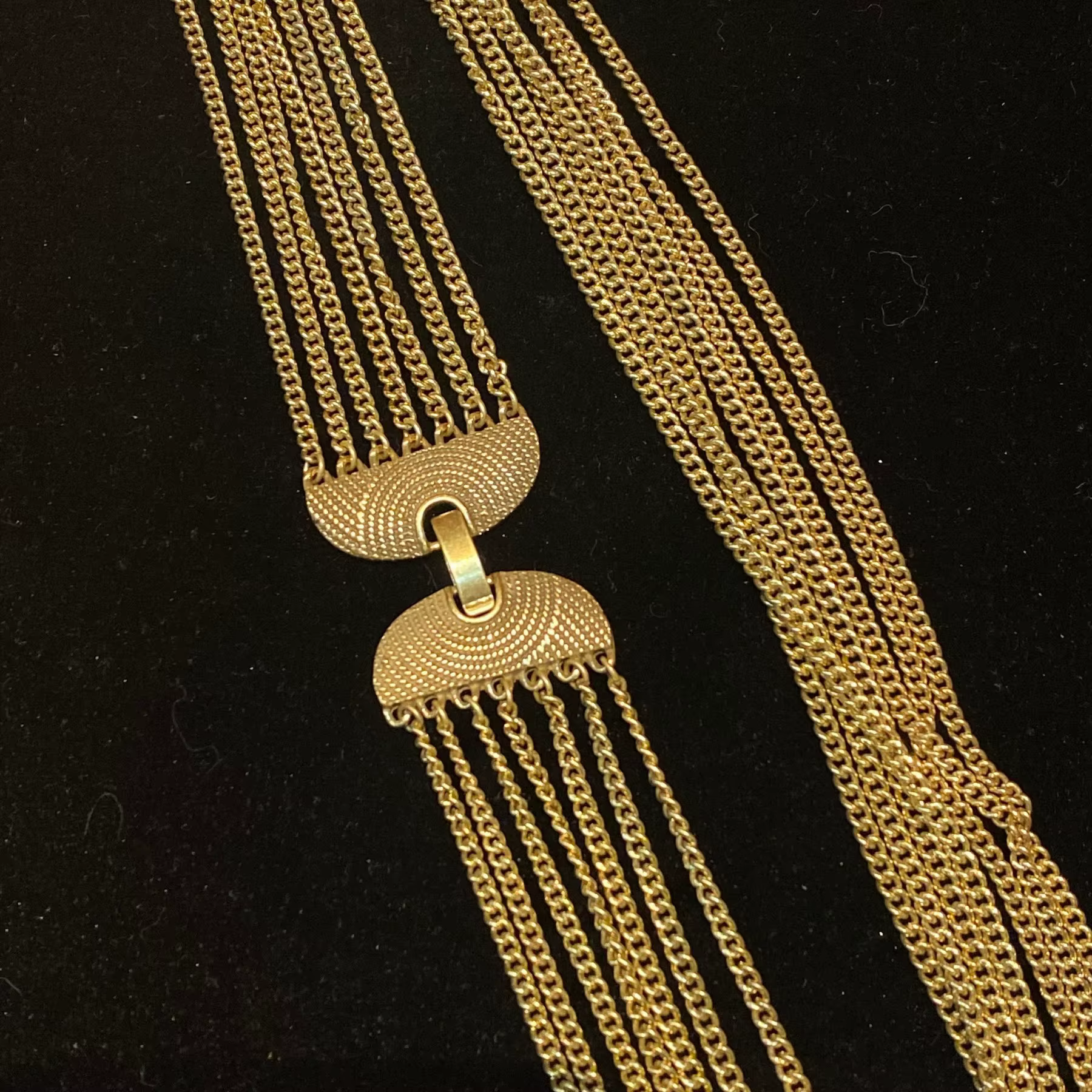 Collier multicouche en Bronze Antique occidental plaqué or 18 carats