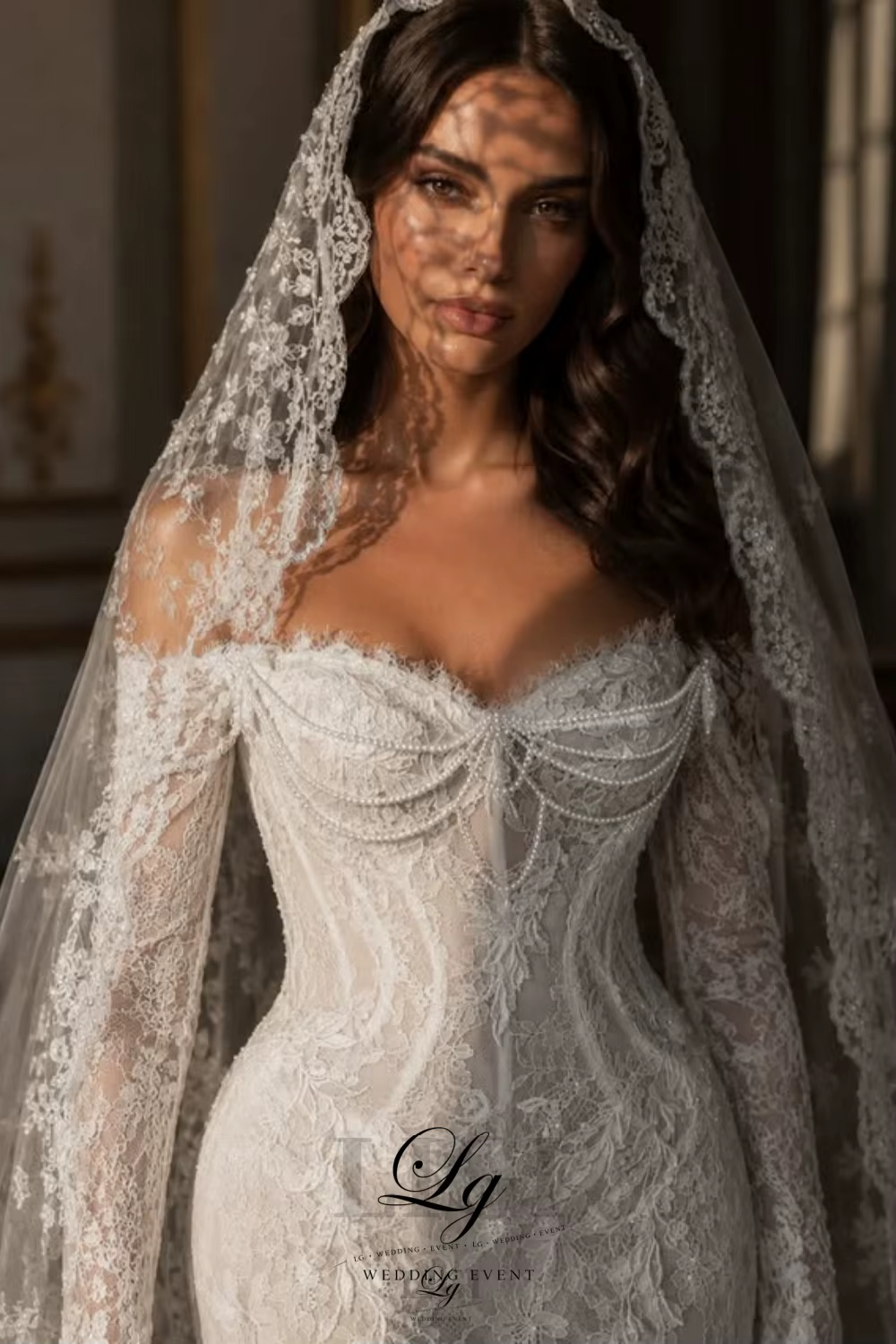 Robes de mariée sirène de luxe LIGI en dentelle intégrale