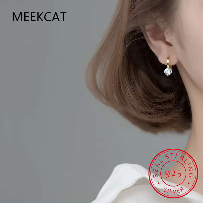 Boucles d'oreilles Solitaire 1ct D Moissanite pour femmes