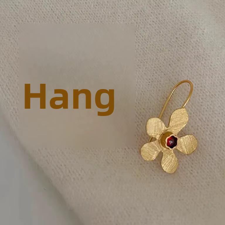 Boucles d'oreilles à fleurs d'agate rouge pour femmes d'âge moyen