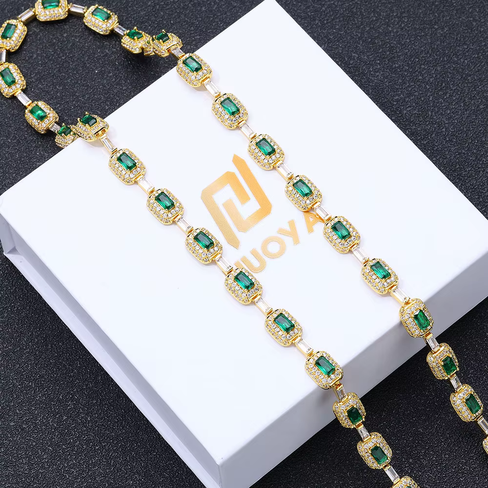Collier de tennis en cristal vert pour dames