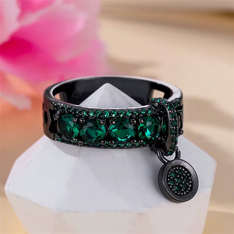 Bague en pierre de Zircon vert pour femme