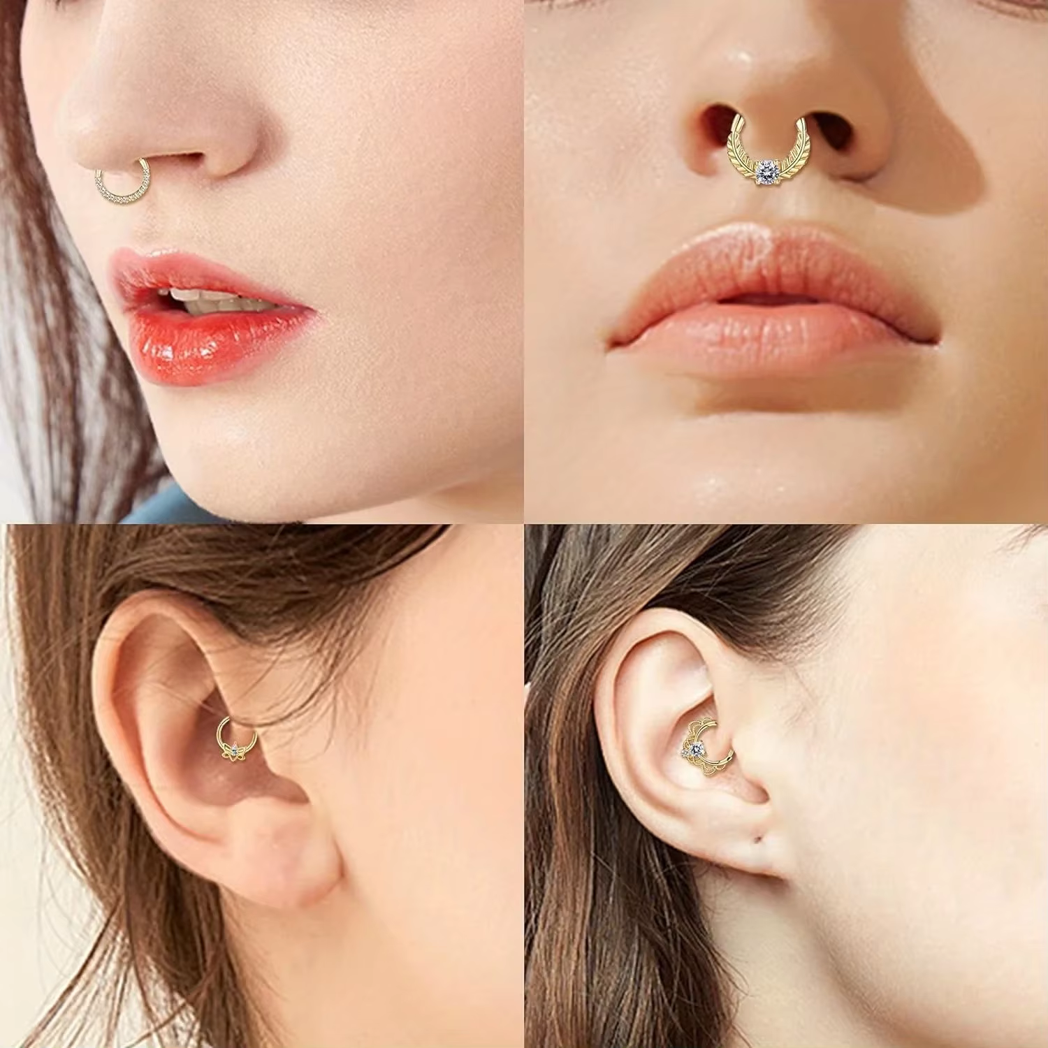 Florideco Septum anneaux 316L acier inoxydable opale Daith nez